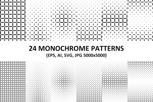 24 Monochrome Geometrical Patterns