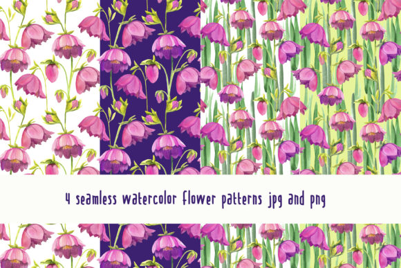 4 Seamless Watercolor Flower Patterns: A Creative Resource for Artists and Designers