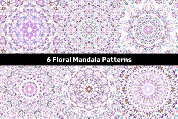 6 Pastel Color Floral Mandala Patterns