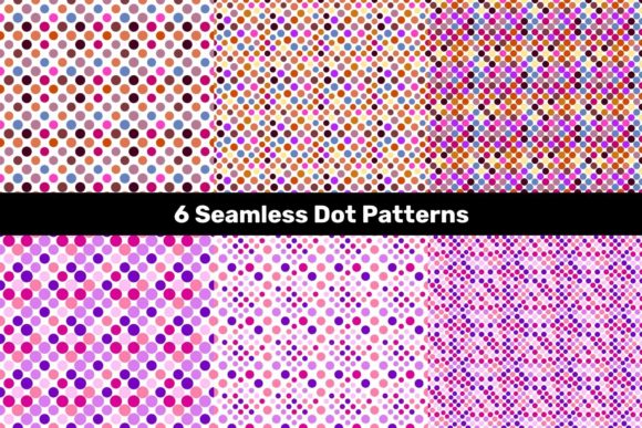 6 Seamless Colorful Polka Dot Patterns