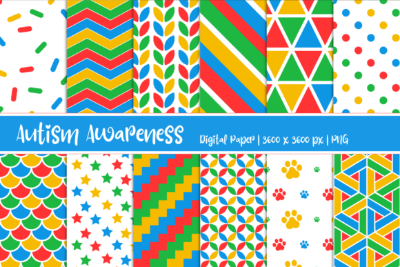 Autism Awareness Patterns Digital Paper
