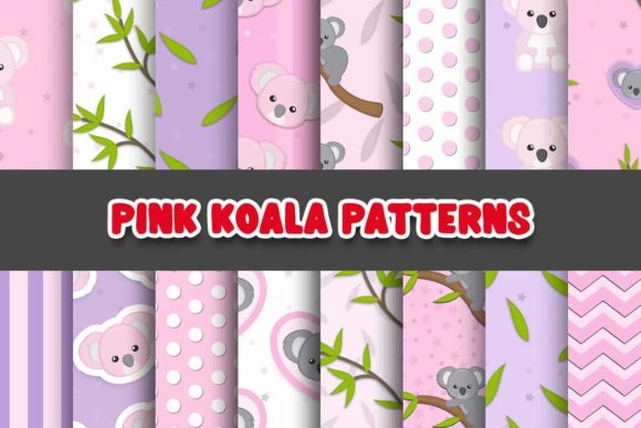 Koala Girl Pink Digital Paper Patterns: A Creative Resource for Every Project