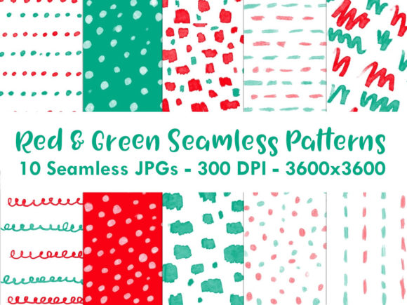 Red and Green Seamless Patterns