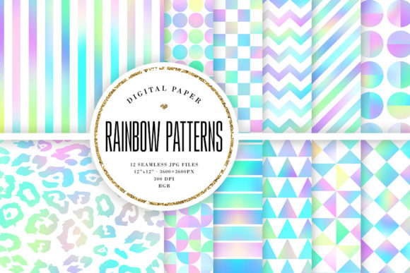 Seamless Geometric Rainbow Patterns for Creative and Professional Use