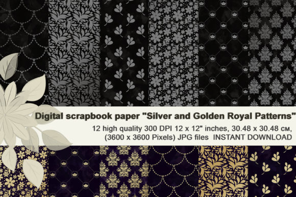 Silver and Golden Royal Patterns: A Digital Scrapbook Collection for Creative Expression