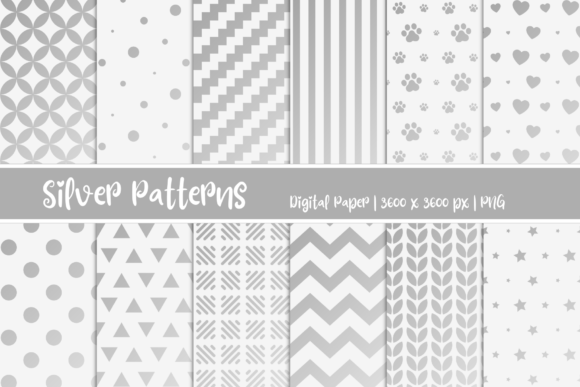 Silver Patterns Digital Paper