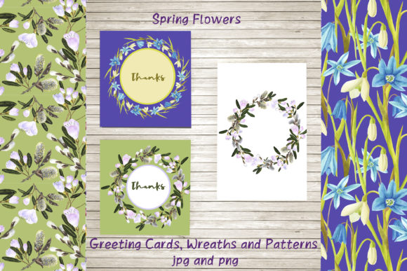 Spring Watercolor Postcards and Patterns for Creative Projects